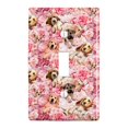 thumbnail image 1 of Puppies Dogs Pink Flowers Pattern Plastic Wall Decor Toggle Light Switch Plate Cover, 1 of 4