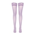 thumbnail image 4 of HXWCHs Sheer Over The Knee Stockings with Lace top Thin Stretchable Comfortable Nylon Blend Thigh High Socks One Size Purple, 4 of 4