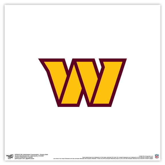 Gallery Pops NFL Washington Commanders - Primary Mark Wall Art, Unframed Version, 12" x 12"