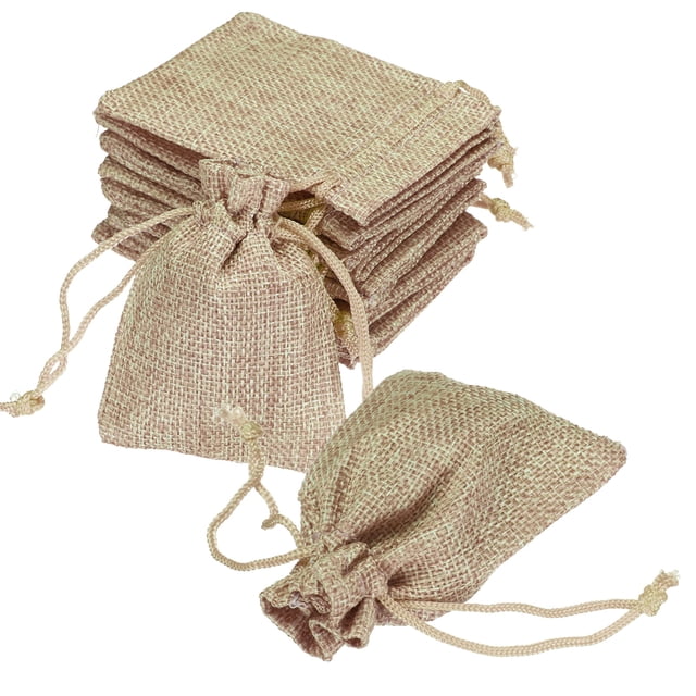 Uxcell 20 Pcs Bolsas de Yute con Cordón, 2.8 x 3.5 Pulgadas Bolsas de Favor, Fundas de Joyería para Navidad, Acción de Gracias, Cumpleaños, Beige Gris