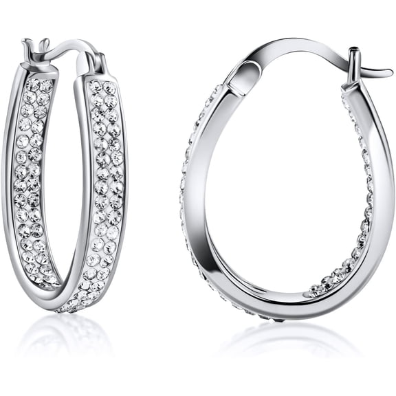 18K Gold Plated Inside Out Crystal Hoop Earrings for Women[w472]