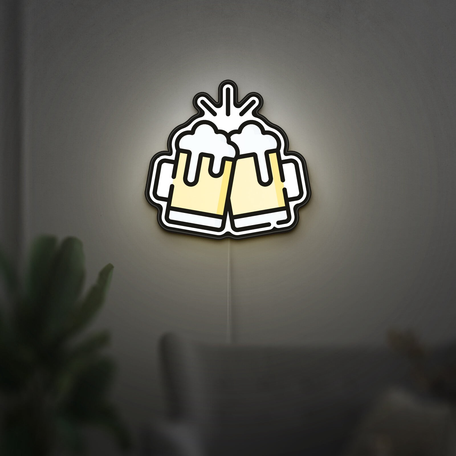 Festive Mug 3D Novelty Light Box, Holiday Cheer Lamp for Gatherings and Alcohol-Themed Home Bars (Height 8 inch, 20cm)