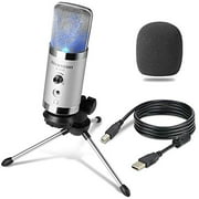 USB Microphone, Alvoxcon PC Microphone with Headphone Monitor Jack for Mac & Windows Computers, for Recording,