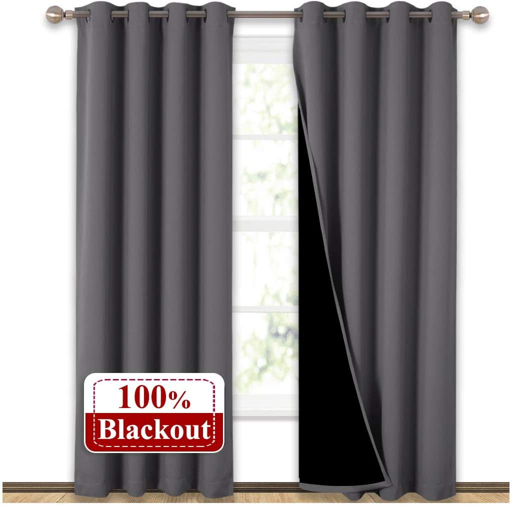 Golden Home Grey Full Shade Curtain Panels Pair Of Energy Smart Noise Blocking Out Blackout Drapes For Dining Room Window Thermal Insulated Guest Room Lined Window Dressing Gray 52 X 84 Inch