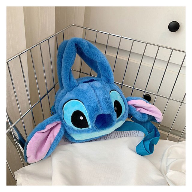 Disney-Bolso de peluche de Lilo & Stitch para niños, bolsa de mensajero de felpa Kawaii, bolso de mano para niña, juguetes de peluche de Anime, bolsa suave de peluche de dibujos animadosBlanco Fivean unisex