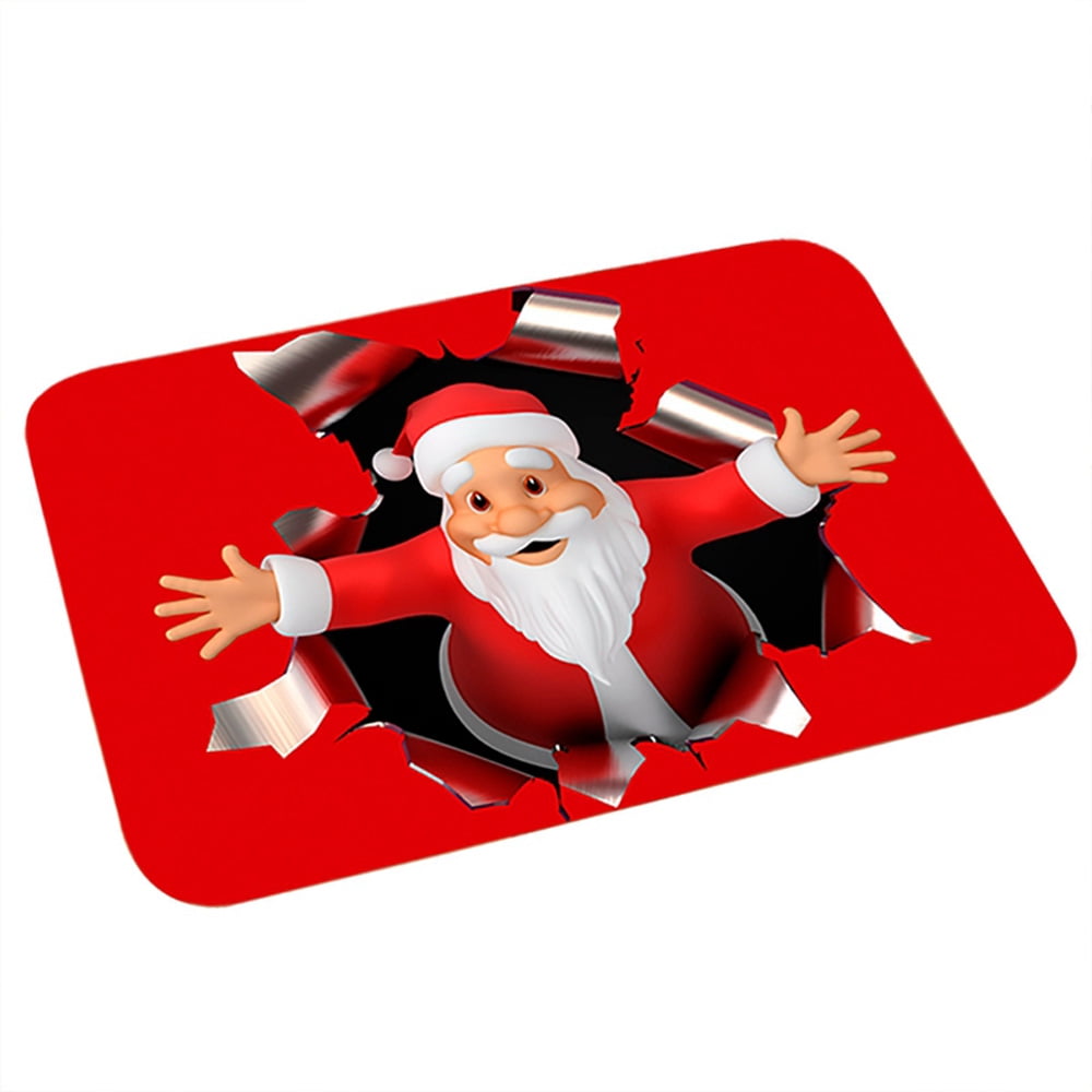 1Pc Santa Claus Outdoor Carpet Cartoon Non-slip Floor Mats Christmas Decorations 