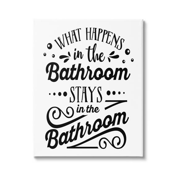 Stupell Industries What Happens In Bathroom Silly Decorated Typography Graphic Art Gallery Wrapped Canvas Print Wall Art, Design by Lettered and Lined