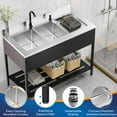 thumbnail image 5 of Ktaxon Stainless Steel Double Bowl Utility Sink, Free Standing Sink with Faucet, Perfect for Laundry Room, Kitchen, Restaurant, Garage, Backyard, 23"D x 48"W x 39"H, 5 of 8