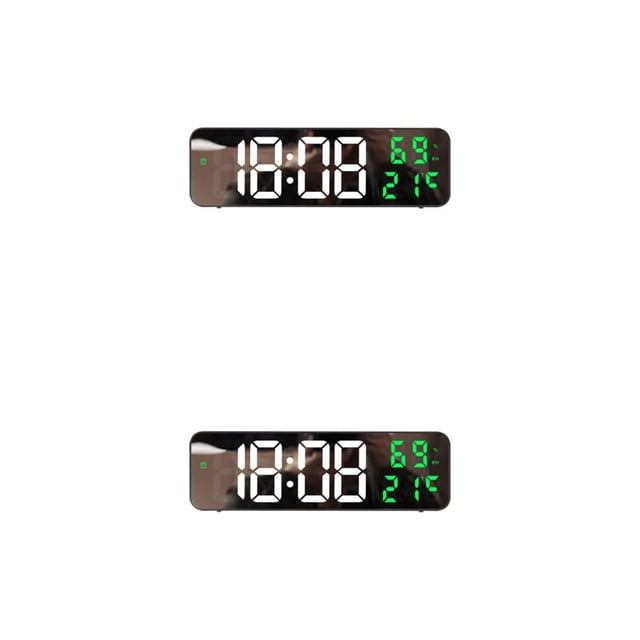 Wosthever Reloj digital LED grande - Alimentado por opciones de ubicación Temporizador 15 Reloj de pared grande Negro+Blanco+Verde Negro+Blanco+Verde 2piezas