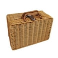 thumbnail image 1 of Upgraded Iron Frame Imitation Rattan Gift Suitcase Retro Props PE Rattan Basket Cosmetic Storage Rattan Box - Medium (26*17*10, 500), 1 of 14