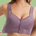 thumbnail image 5 of iHPH7 4 Pack Bra Front Closure for Women Convenient Snap Closing Bra Front Clasp Floral Print Supportive Convenient Bralettes Post Surgery Bra Padded Bras for Women Q 52, 5 of 8