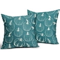 thumbnail image 2 of Teal Fall Pumpkin Pillow Covers 16x16 Set of 2 Autumn Themed Thanksgiving Cream Print Decorative Throw Pillows Outdoor Pillowcase Farmhouse Linen Cushion Case Decor for Home Sofa Couch Bed, 2 of 6