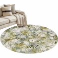 thumbnail image 2 of Round Area Rug 3.3 Ft, Tropical Leaf Washable Non-Slip Circle Carpet for Living Room/Bedroom, Palm Leaves Plants Vintage Spring Green Low-Profile Small Kitchen Mats Collection Rugs for Indoor, 2 of 7