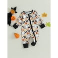 thumbnail image 3 of SUNSIOM Barboteuse d'Halloween pour Bébé Fille Manches Longues Col Rond Imprimé Dessin Animé/carreaux Tenue d'Automne, 3 of 8