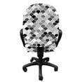 thumbnail image 3 of Fish Office Chair Slipcover, Squama Design with Aquatic Inspirations Animal Skin Scales Pattern Monochrome, Protective Stretch Decorative Fabric Cover, Standard Size, Black Grey White, by Ambesonne, 3 of 5