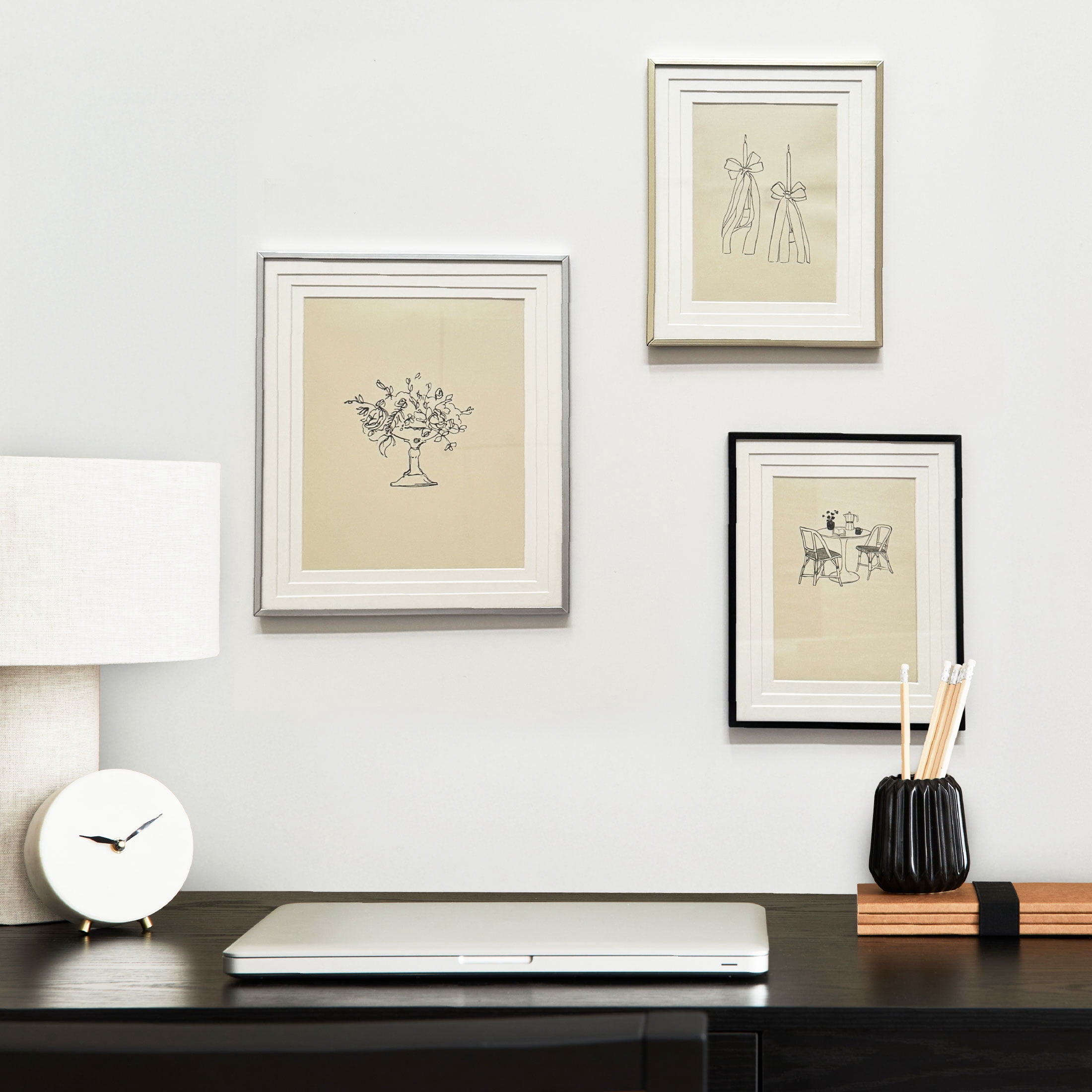 8x10 Gold Metal Frame with Triple White Mat for 5x7 Photos