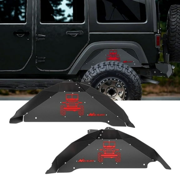 Nilight Rear Inner Fender Liners Steel Wheel Cover Fit for 2007-2018 Wrangler JK JKU 4WD (4-Door/2-Door) Unlimited Bolt-on Style Fender Flares Splash Guards