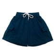 thumbnail image 3 of Girl's Wide Leg Shorts Cargo Casual Shorts Elastic Summer Bottoms with Pockets 5 16 Years Gymnastics Shorts for Girls 4t 9-10 Years, 3 of 9