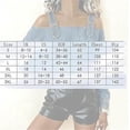 thumbnail image 4 of Women's Casual Washed Denim Cold Shoulder Buckle Strap Long Sleeve Blouse, Off-The-Shoulder Strapless Denim Shirt Top, 4 of 6