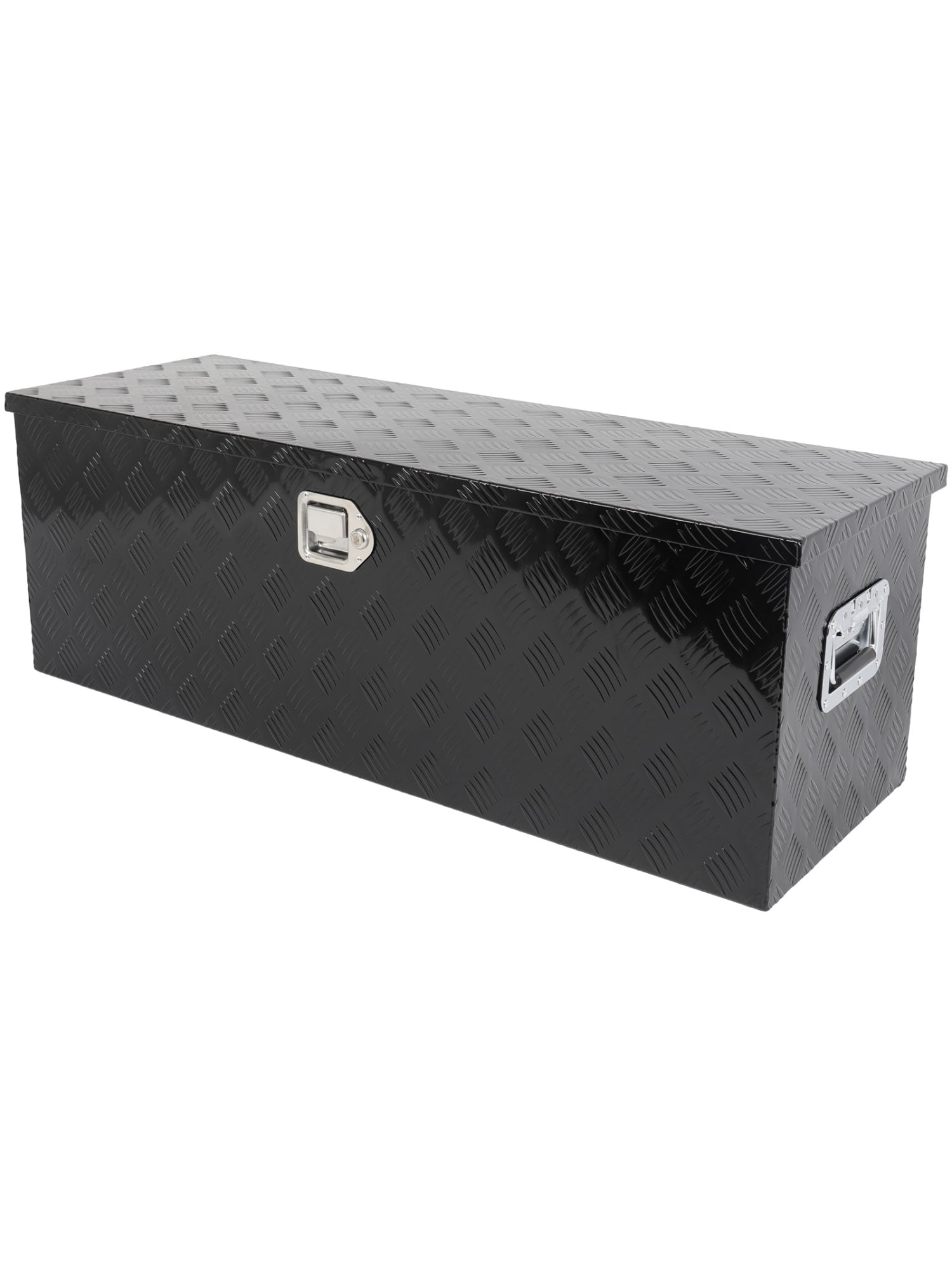 SCITOO 44 Inch Aluminum Truck Bed Tool Box,Heavy Duty Diamond Plate Trailer Tool Box with Lock Keys,Tool Storage Organizer Chest for Pick up,Truck Bed,ATV,RV TrailerWaterproof Black 44X15X15