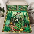 thumbnail image 2 of jejeloiu Funny Halloween Skeleton Tropical Cactus Colorful Rustic Flower Twin Sheet Set,Luxury Children Bedding,3-Piece, 2 of 7