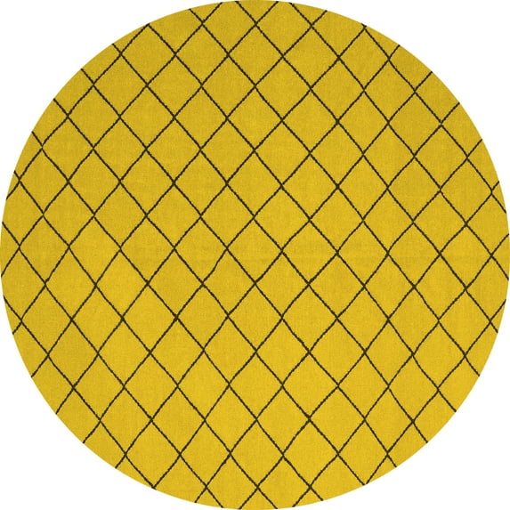 Ahgly Company Indoor Round Solid Yellow Modern Area Rugs, 3' Round