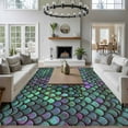 thumbnail image 3 of Colorful Mermaid Large Area Rugs 5x8 ft Scales Ombre Texture Washable Rug Non Slip Indoor Carpet Absorbent Floor Mat for Living Room Bedroom Dining Room, 3 of 9