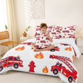 thumbnail image 3 of Erosebridal Fire Truck Twin Bedding, Firefighter Bedding Comforter Set, White Red 7 Pieces, 3 of 6