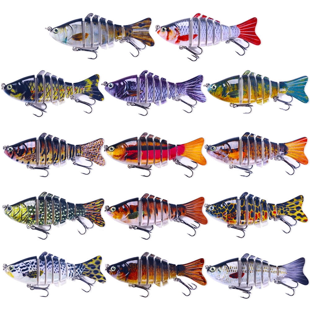 14PCS Lot Jointed Fishing Lure Swimbait Artificial Bait Wobblers 7 Segment USA