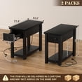 thumbnail image 2 of Aheaplus 2-Pack Farmhouse Nightstand Set With Charging Station - Narrow Side Tables w/ Drawer & Shelf for Small Spaces, Bedroom, Living Room Sofa,Black, 2 of 9