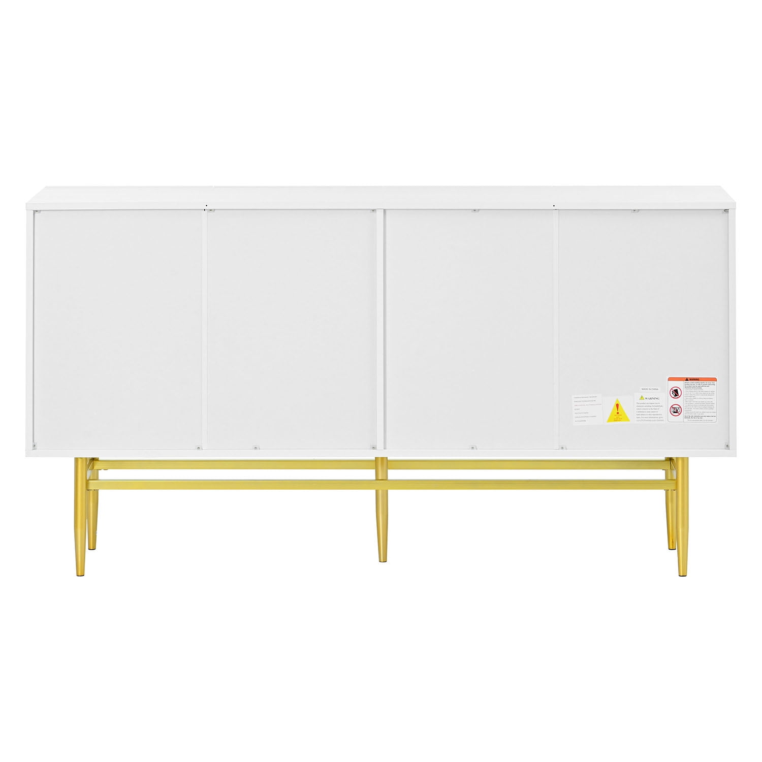 Kepooman 60" 4 Doors Buffet Cabinet, Storage Sideboard Buffet Cabinet with Gold Metal Handle for Living Room, White Kepooman 60" 4 Doors Buffet Cabinet, Storage Sideboard Buffet Cabinet with Gold Metal Handle for Living Room, White