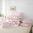 thumbnail image 6 of Manfei Kawaii Bowknot Ribbon 7-Piece Bedding Comforter Set,Red Cartoon Loves Pattern King Bedding Sets,Pink Bow Tie Bed Sheets For Girls Teens,Ultra Soft Home Decor Reversible, 6 of 8