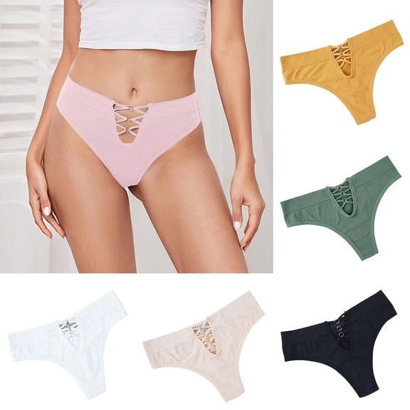 Ashirexll High Waisted Underwear for Women, Ladies Underwear Panties, Low Waist Peach Hip Lift Lightweight Breathable Seamless Thong