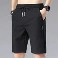 thumbnail image 6 of Xioeram Men Summer Casual Shorts Elastic Drawstring Waist Straight Wide Leg Shorts Pockets Design Ice Silk Solid Color Sport Shorts, 6 of 7
