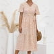 thumbnail image 4 of Vestido de verano fluido con estampado floral con cordones y manga corta con cuello en V para mujer Fridja  nalpqowj4532, 4 of 9