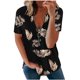 thumbnail image 1 of Moda Mujer Casual Cremallera Manga corta Cuello en V Impreso Señoras Tops Blusa Pompotops hkajfhjk464378, 1 of 4