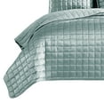 thumbnail image 2 of 3 Piece King Size Coverlet Set with Stitched Square Pattern, Sea Green- Saltoro Sherpi, 2 of 3