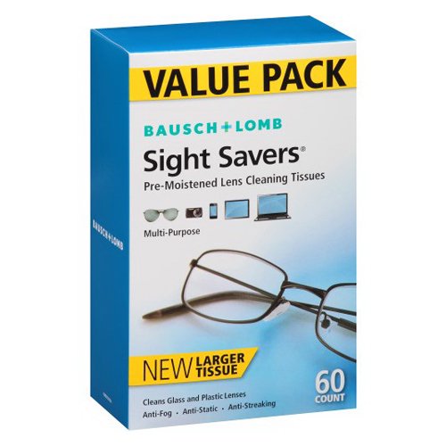 Bausch and Lomb Sight Savers PreMoistened Lens Cleaning Tissues, 60 Ea