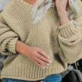 thumbnail image 5 of Lovskoo 2024 Sweaters for Women Trendy Long Sleeve Winter European American Loose Knitted V-Neck Sweater Top Coat Khaki, 5 of 7