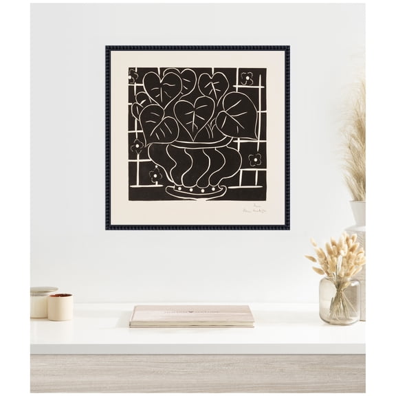 Kate and Laurel Framed Canvas Wall Art Print Corbeille de begonias 1938 Henri Matisse by Nostalgia Prints, 22 x 22 Sylvie Beaded Black Frame, Modern Contemporary, Still Life Art for Wall Decor