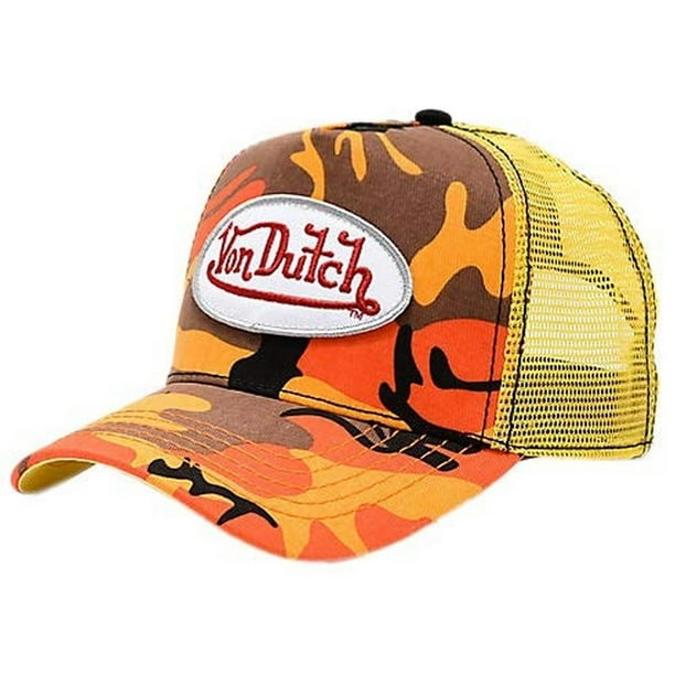 Von Dutch Von Dutch Mens Patch Trucker Hat, Camo Red, One Size