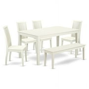 Kingfisher Lane 6-piece Wood Kitchen Table Set in Linen White