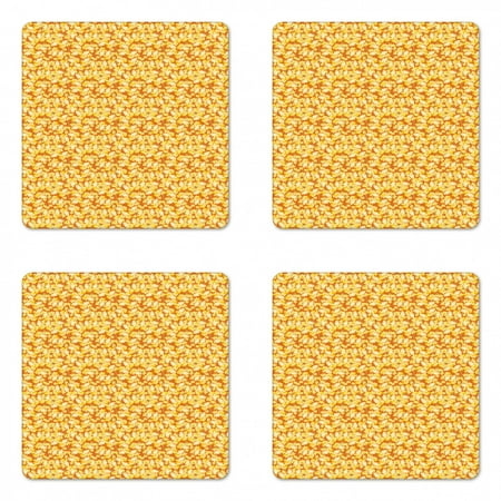 

Floral Coaster Set of 4 Continuous Flower Warm Sunny Tones Square Hardboard Gloss Coasters Standard Size Burnt Orange Pale Yellow by Ambesonne
