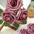 thumbnail image 5 of 50pcs Artificial Flowers Foam Fake Rose with Stems 12 Leaves Real Looking Faux Roses for Wedding Bouquets Bridal Shower Centerpieces Arrangements Party Tables Decorations DIY (50, Dusty Pink), 5 of 11
