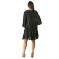 thumbnail image 3 of Riviera Sun Short Flowy Casual Dress with Crochet Front & Bell Sleeves (Charcoal Denim, 1X), 3 of 3