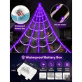 thumbnail image 5 of 16.4Ft Large Spider Webs Halloween Decorations Lights, Outdoor Battery Operated Purple Halloween String Lights with 8 Modes Remote Control 125 LEDs Spiderweb,60" Large Spider,Waterproof (Purple), 5 of 9