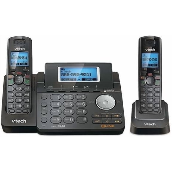VTech DS6151-11 DECT 6.0 2-Line Expandable Cordless Phone with Digital Answering System   1 Accessory Handset (DS6101-11), Black