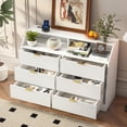thumbnail image 5 of LUCKYELF 6 Drawer Dresser with Charging Station, Wood Storage Cabinet with Open Shelves, Modern Chest of 6 Drawer for Bedroom, Living Room, White, 5 of 6