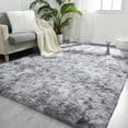 thumbnail image 1 of Alfombra FlyDoit, teñida con corbata, gris claro, Shaggy, 120 x 180 cm, 1 of 9