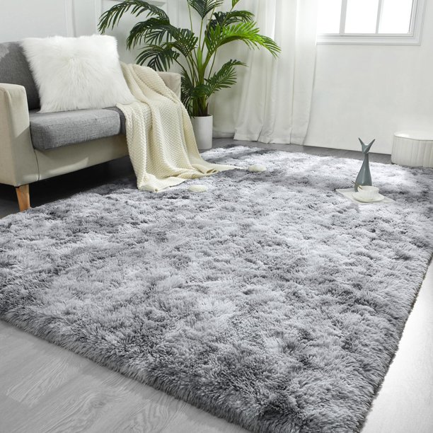 Alfombra FlyDoit de felpa gris claro teñida con anudado, 183 x 274 cm